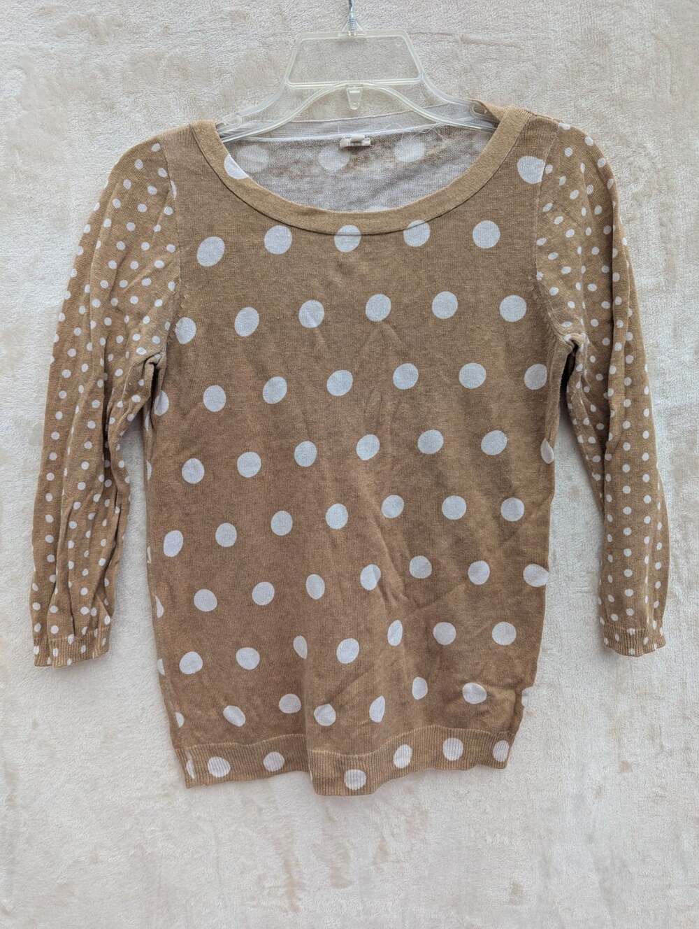 J.Crew Women's Small Brown Ivory Polka Dot Lightweight Sweater Top